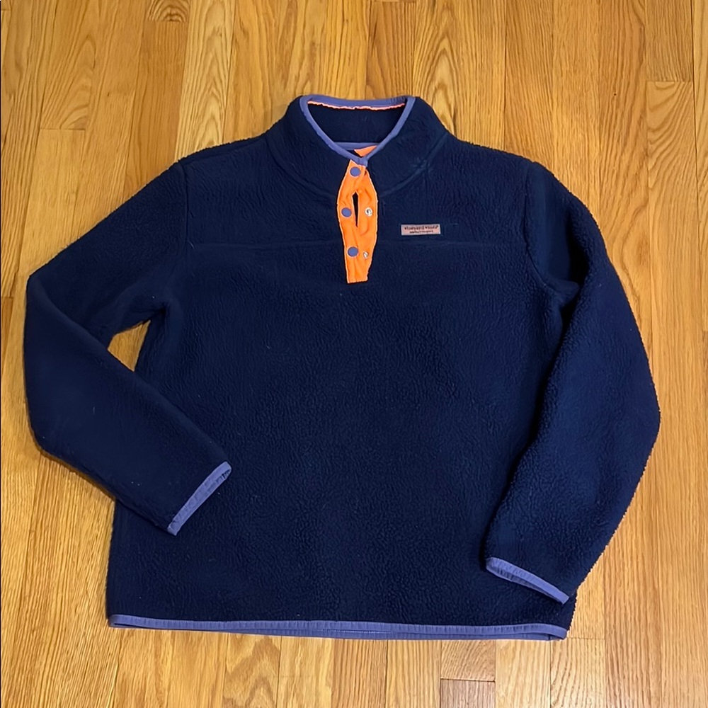 🐳 Vineyard Vines Navy Fleece Pullover XL 16